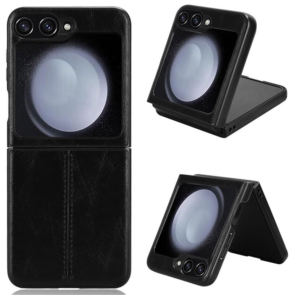 Samsung Galaxy Z Flip7 FE 5G / Z Flip6 5G Case Stitching Lines Cowhide Texture Leather Back Phone Cover