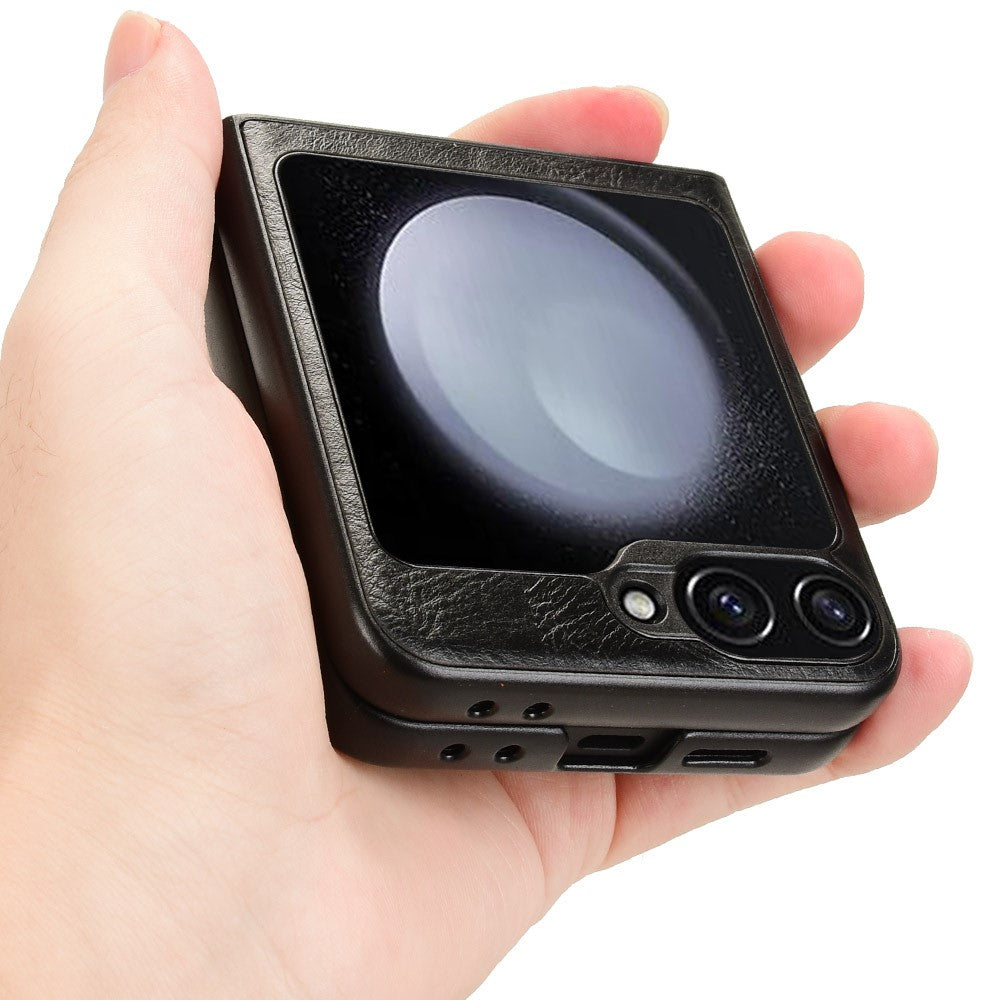 Samsung Galaxy Z Flip7 FE 5G / Z Flip6 5G Case Stitching Lines Cowhide Texture Leather Back Phone Cover