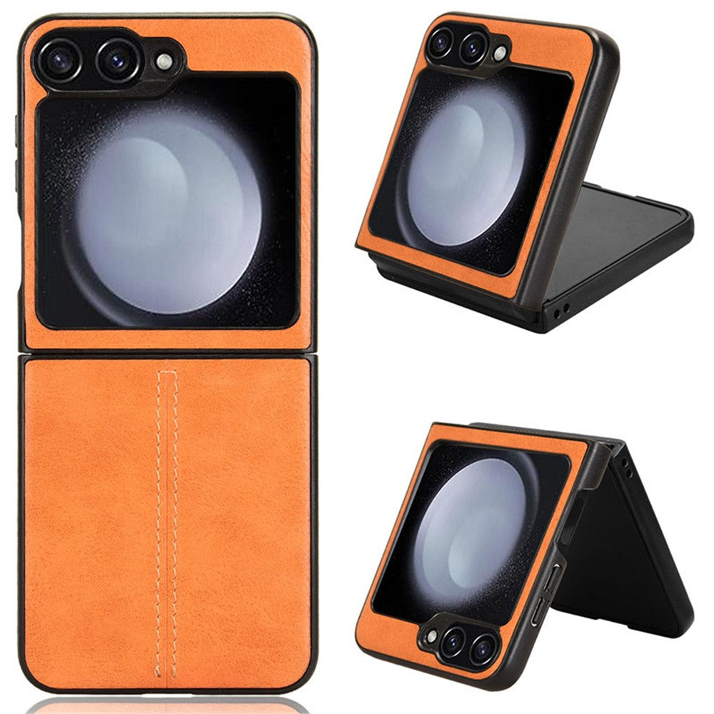 Samsung Galaxy Z Flip7 FE 5G / Z Flip6 5G Case Stitching Lines Cowhide Texture Leather Back Phone Cover