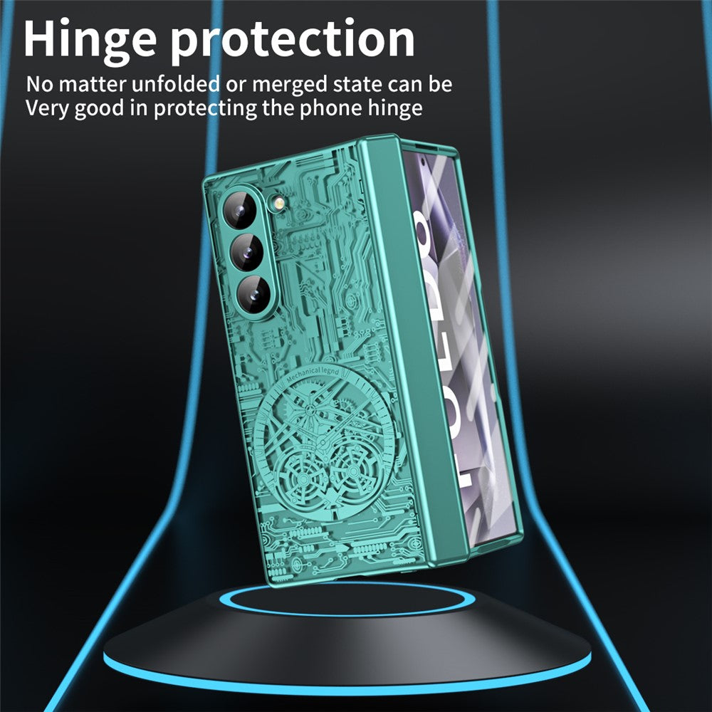Mechanical Legend Series For Samsung Galaxy Z Fold6 5G Case Electroplated PC Phone Cover with Screen Film
