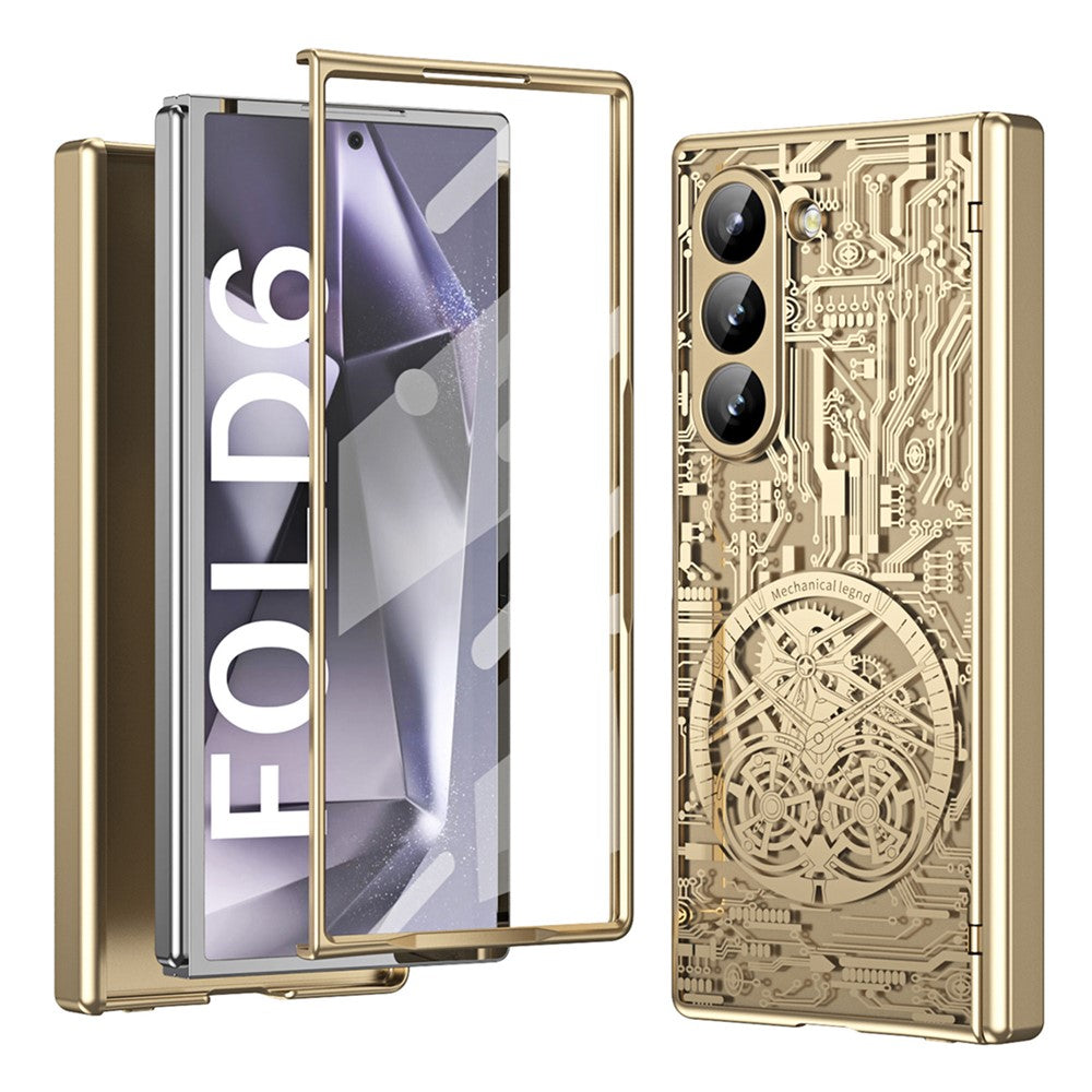 Mechanical Legend Series For Samsung Galaxy Z Fold6 5G Case Electroplated PC Phone Cover with Screen Film