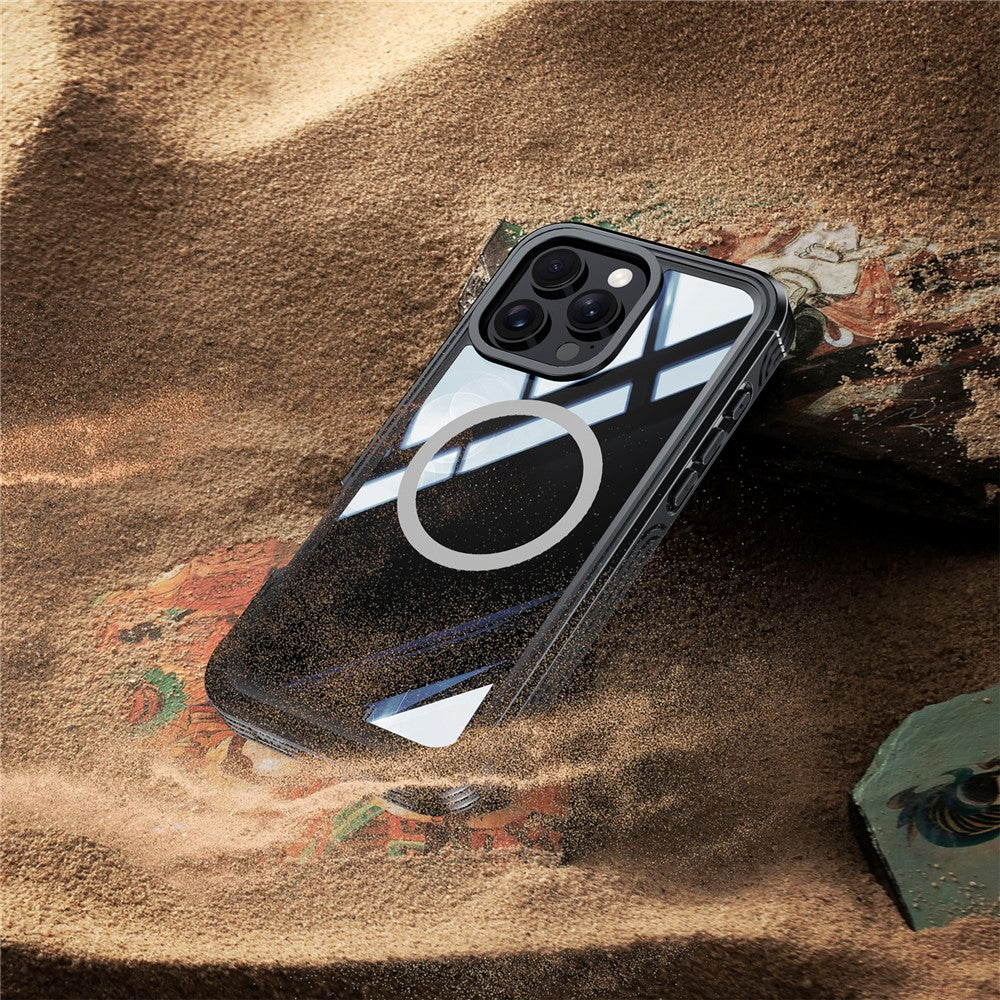 For iPhone 16 Pro Max Magnetic Case PC + TPU Shockproof Phone Cover with Screen Film