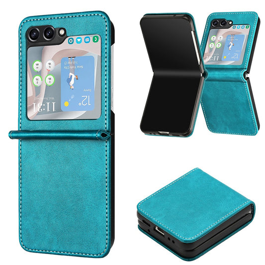 Samsung Galaxy Z Flip7 FE 5G / Z Flip6 5G / Z Flip5 5G Case PU Leather Hard PC Phone Cover Calf Texture