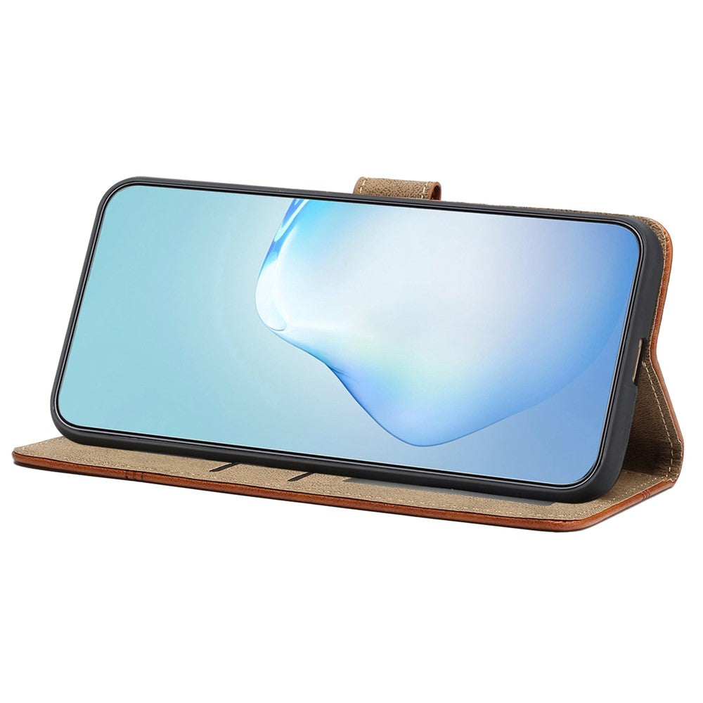 Scratch Proof Flip Wallet Case for Samsung Galaxy S21 4G / 5G, Business Style Cowhide Texture PU Leather Phone Stand Cover with Strap