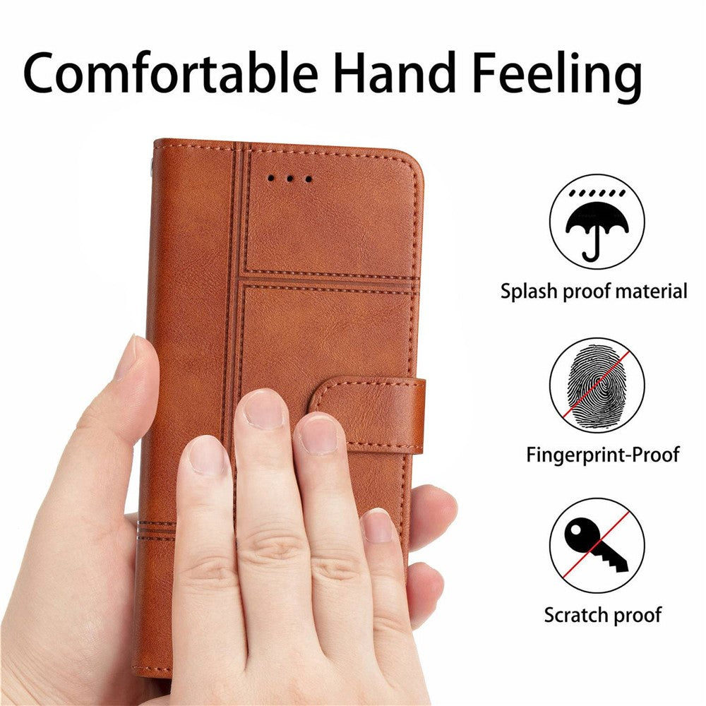 Scratch Proof Flip Wallet Case for Samsung Galaxy S21 4G / 5G, Business Style Cowhide Texture PU Leather Phone Stand Cover with Strap