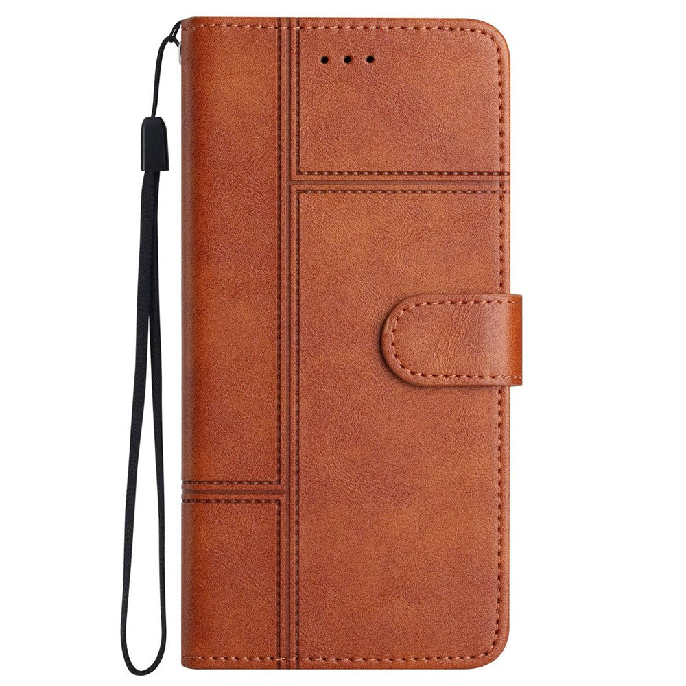 Scratch Proof Flip Wallet Case for Samsung Galaxy S21 4G / 5G, Business Style Cowhide Texture PU Leather Phone Stand Cover with Strap
