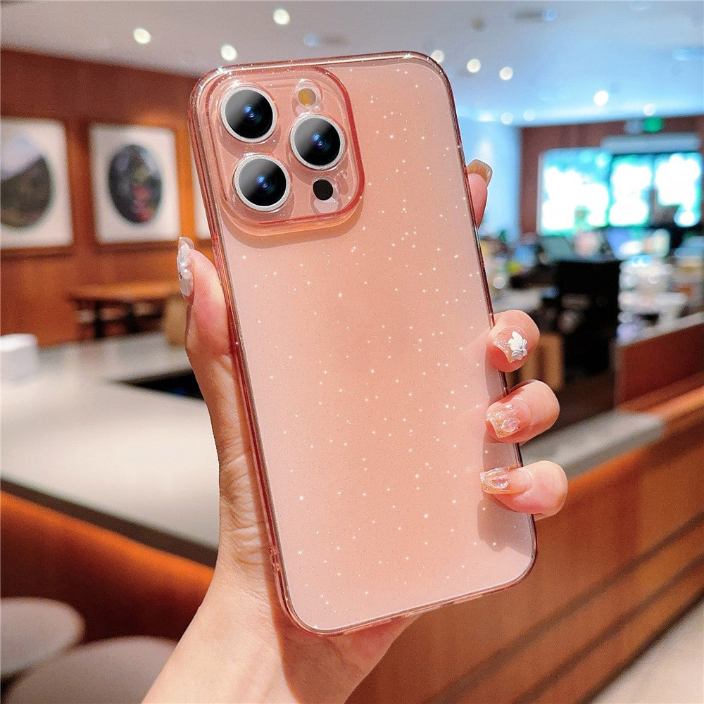 For iPhone 15 Pro Case Glitter TPU Anti-Scratch Clear Back Cover