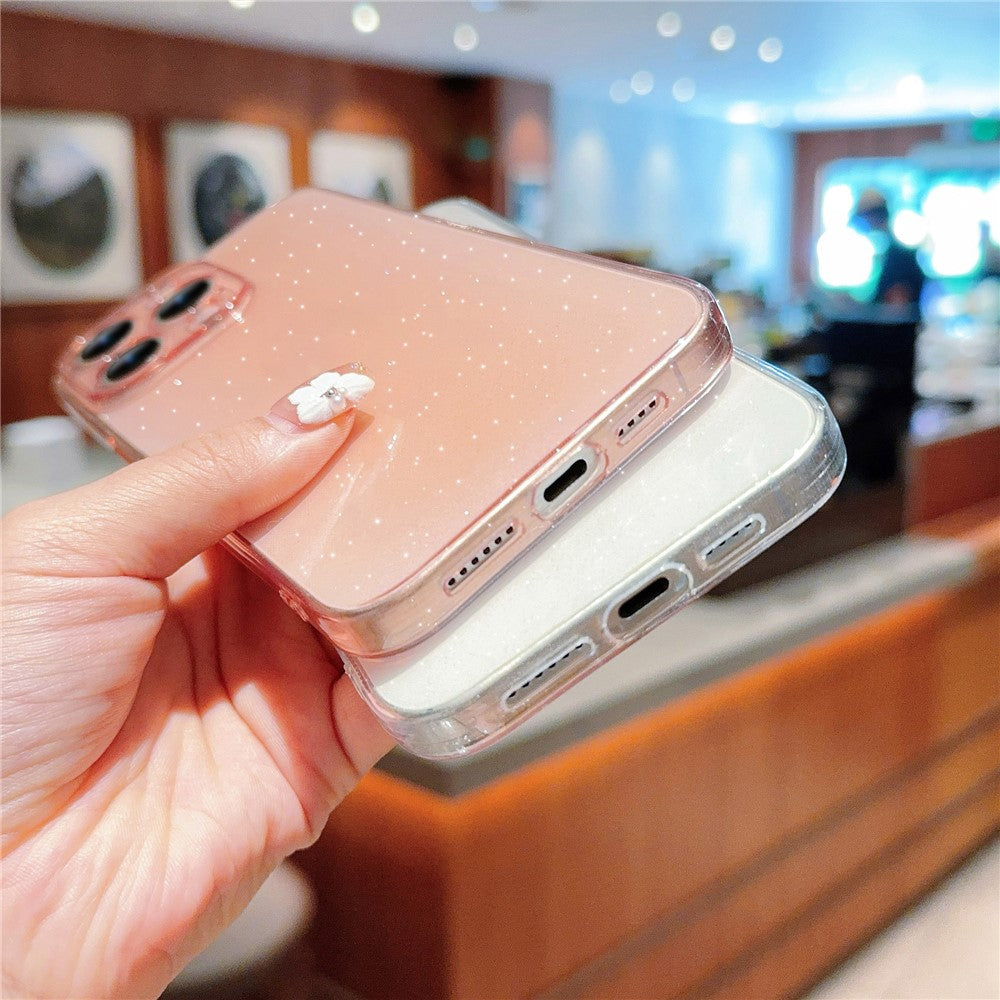 For iPhone 15 Pro Case Glitter TPU Anti-Scratch Clear Back Cover
