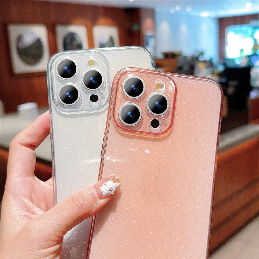 For iPhone 15 Pro Case Glitter TPU Anti-Scratch Clear Back Cover