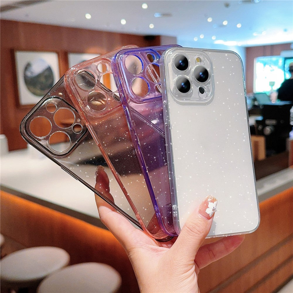 For iPhone 15 Pro Case Glitter TPU Anti-Scratch Clear Back Cover
