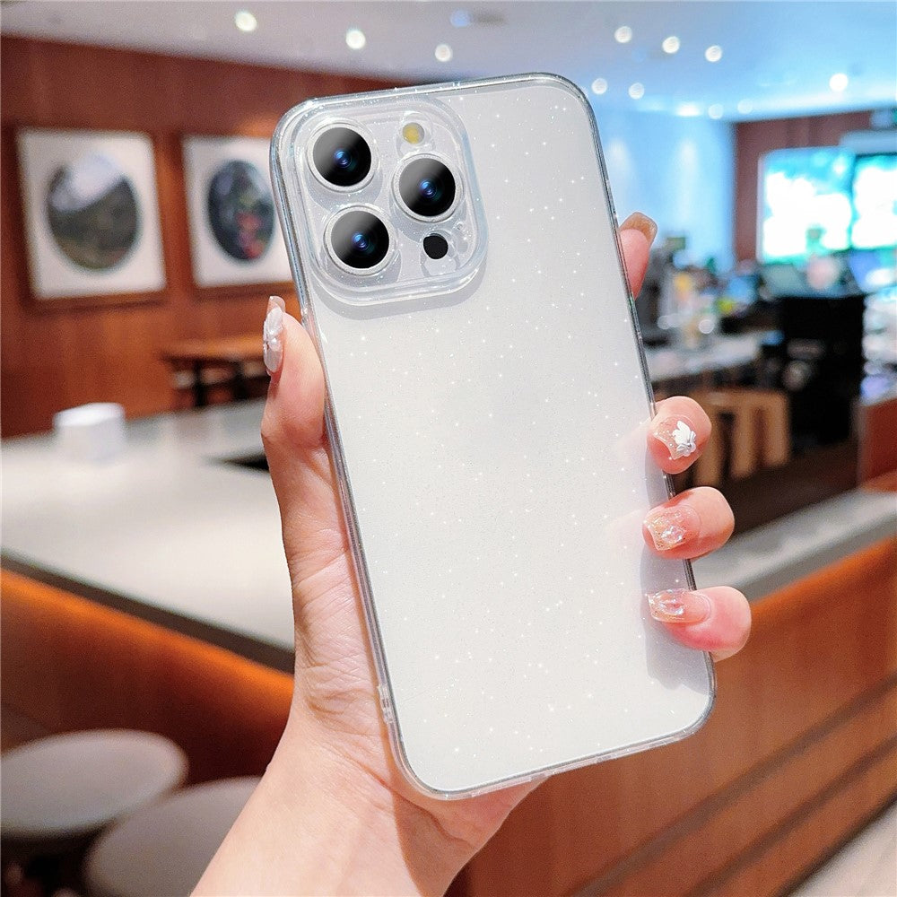 For iPhone 15 Pro Case Glitter TPU Anti-Scratch Clear Back Cover