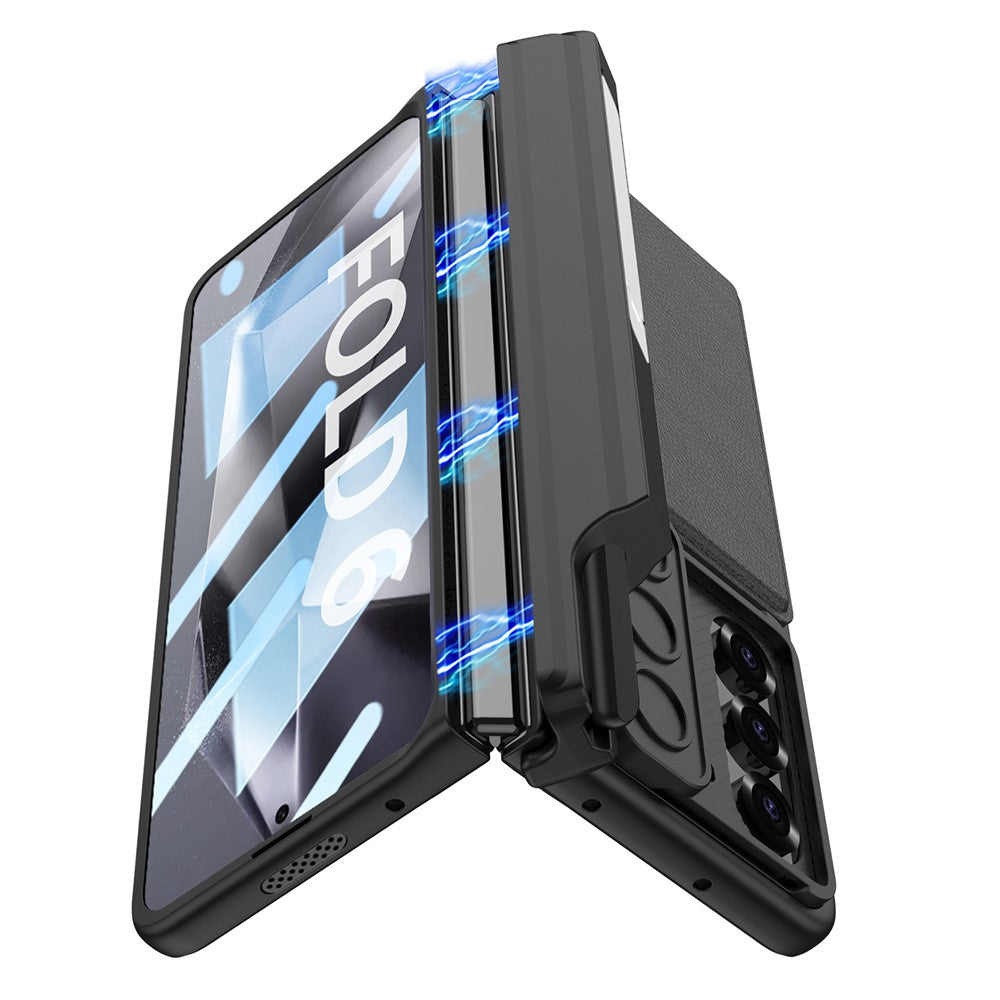 GKK For Samsung Galaxy Z Fold6 5G Case Magnetic Hinge Protection PC Phone Cover with Screen Film, Pencil Holder