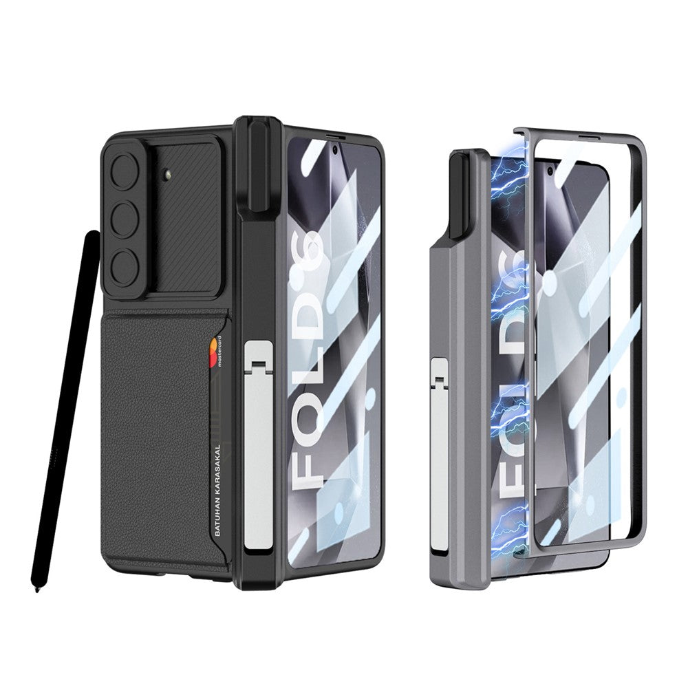 GKK For Samsung Galaxy Z Fold6 5G Case Magnetic Hinge Protection PC Phone Cover with Screen Film, Pencil Holder