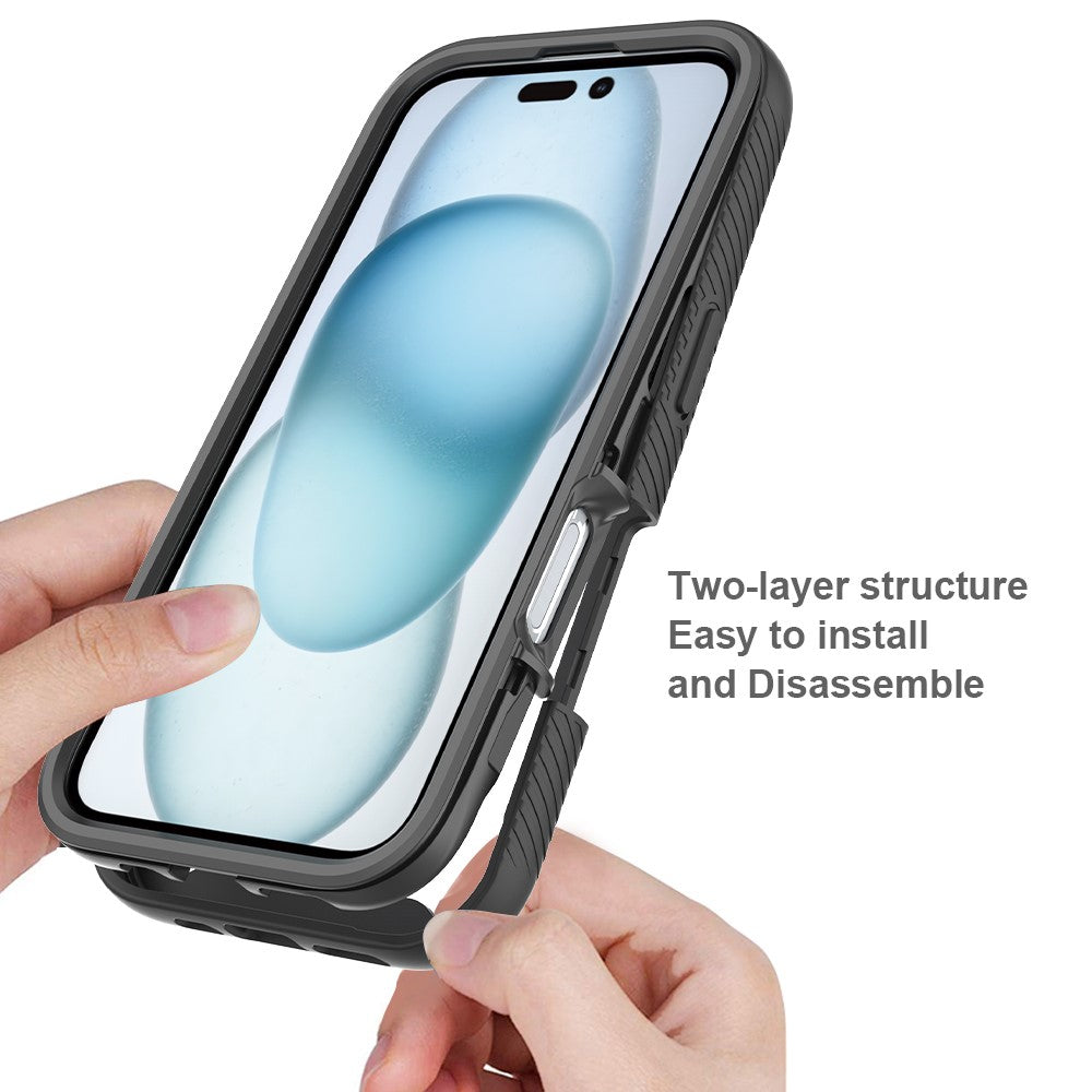 For iPhone 16 Magnetic Case PC+TPU Phone Cover with PET Screen Film All-Around Protection