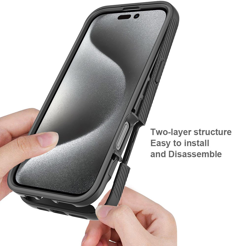For iPhone 16 Pro Magnetic Case PC+TPU Phone Cover with PET Screen Film All-Around Protection