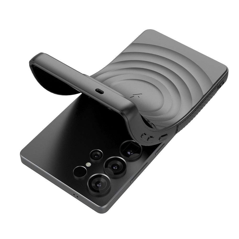 For Samsung Galaxy S25 Ultra Case Compatible with MagSafe PC Kickstand Ripple Texture TPU Phone Cover