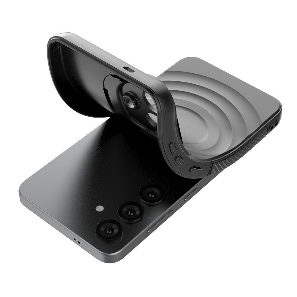 For Samsung Galaxy S25+ Case Compatible with MagSafe PC Kickstand Ripple Texture TPU Phone Cover