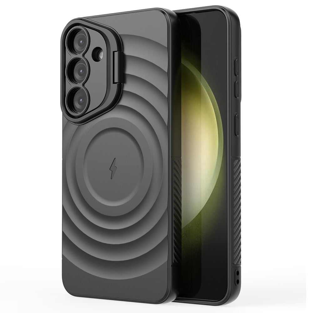 For Samsung Galaxy S25 Case Compatible with MagSafe PC Kickstand Ripple Texture TPU Phone Cover