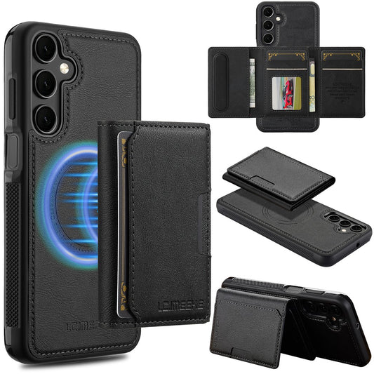 Samsung Galaxy A55 5G Magnetic Phone Case Leather Back Cover with Detachable Card Holder