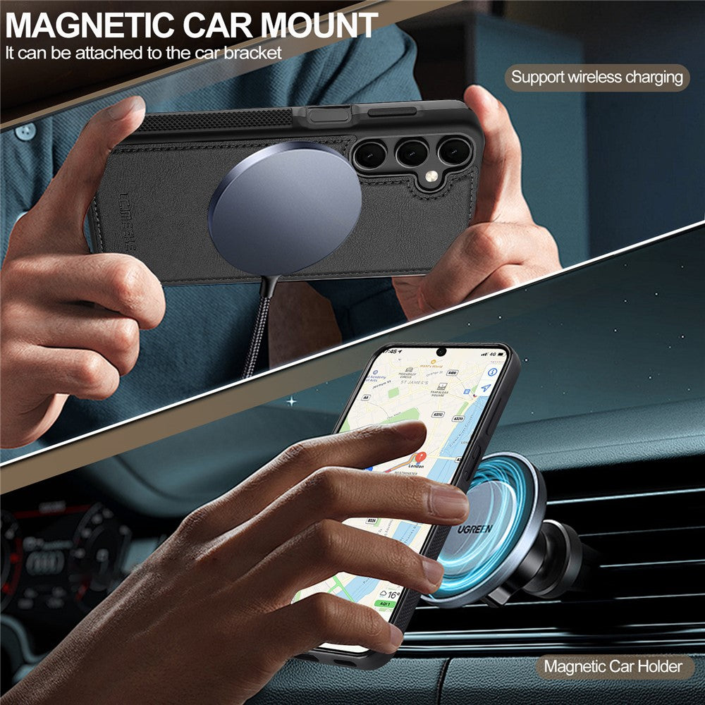 Samsung Galaxy A55 5G Magnetic Phone Case Leather Back Cover with Detachable Card Holder