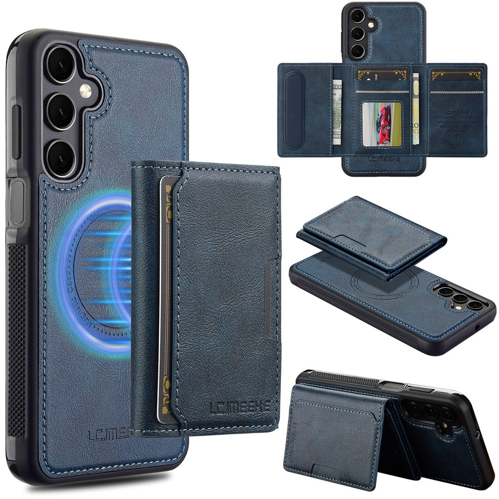 Samsung Galaxy A55 5G Magnetic Phone Case Leather Back Cover with Detachable Card Holder