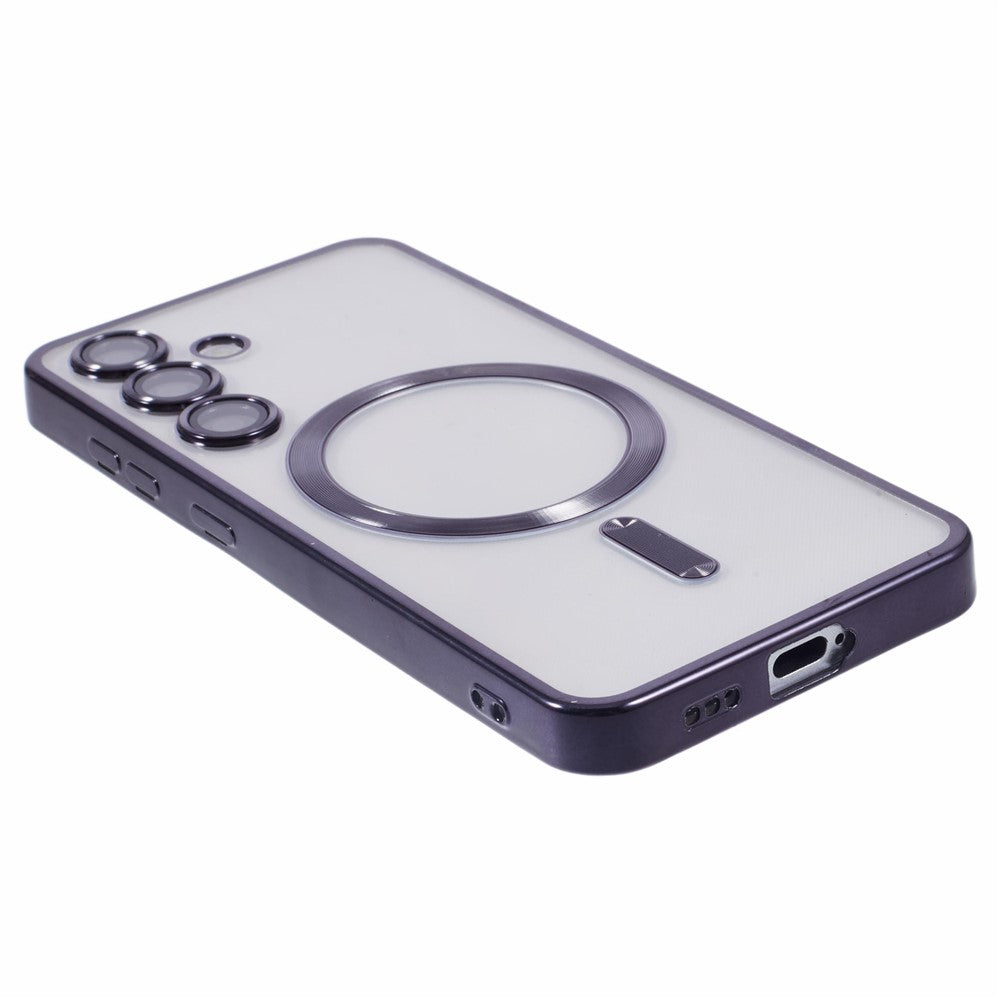 For Samsung Galaxy S25+ Case Compatible with MagSafe Electroplated TPU Phone Cover with Lens Film