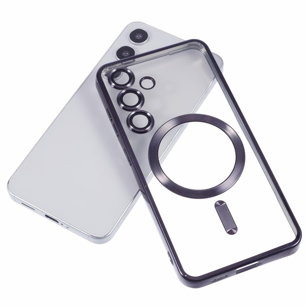 For Samsung Galaxy S25+ Case Compatible with MagSafe Electroplated TPU Phone Cover with Lens Film