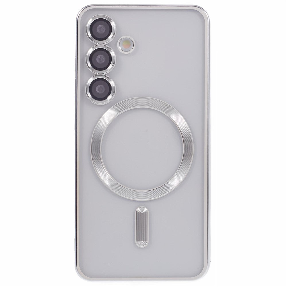 For Samsung Galaxy S25+ Case Compatible with MagSafe Electroplated TPU Phone Cover with Lens Film