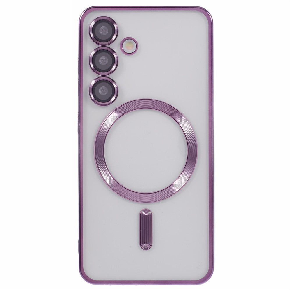 For Samsung Galaxy S24 Case Compatible with MagSafe Electroplated TPU Phone Cover with Lens Film