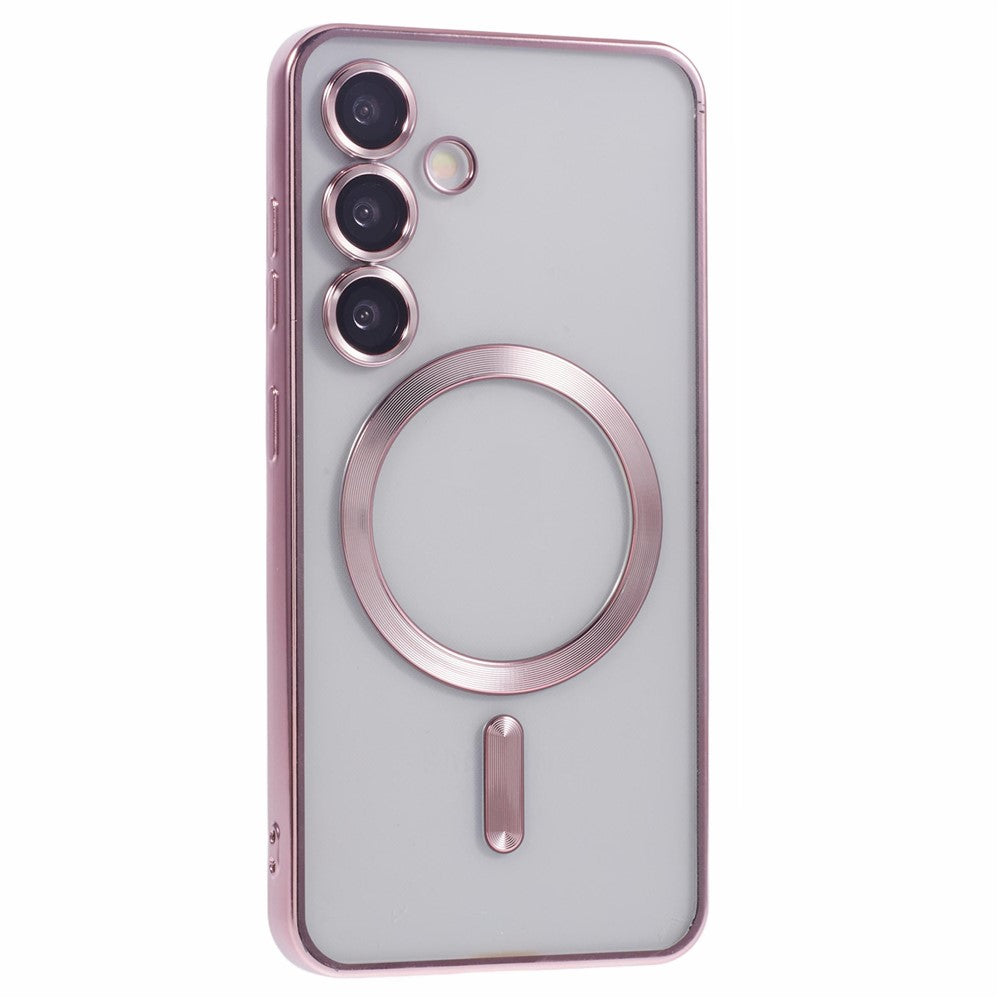 For Samsung Galaxy S24 Case Compatible with MagSafe Electroplated TPU Phone Cover with Lens Film