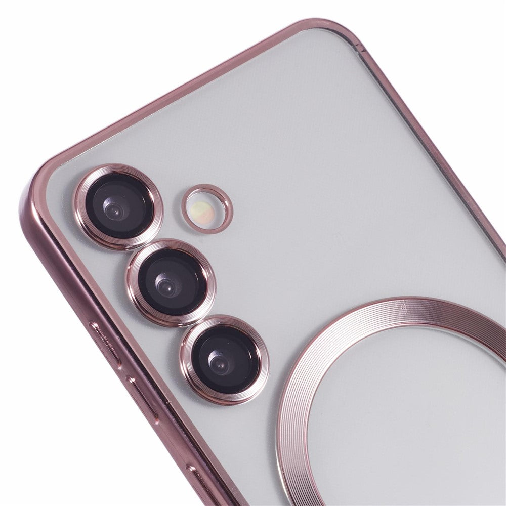 For Samsung Galaxy S25 Case Compatible with MagSafe Electroplated TPU Phone Cover with Lens Film