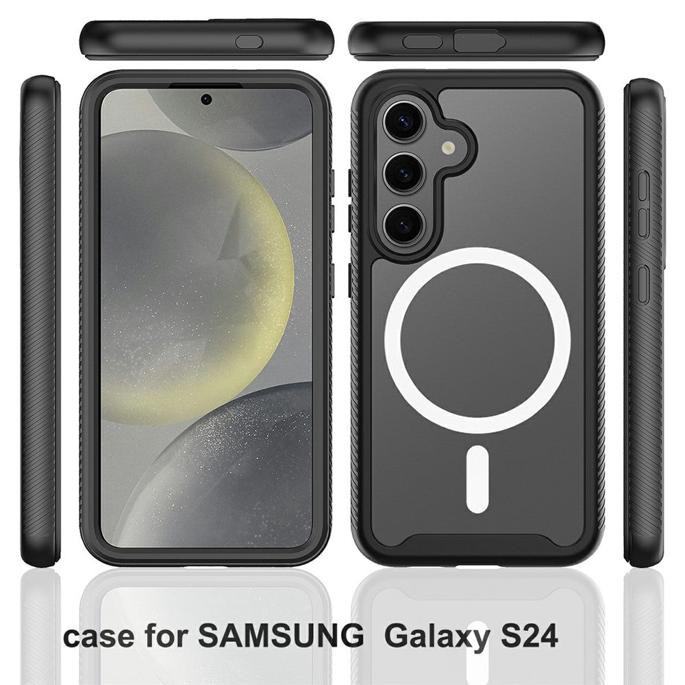 For Samsung Galaxy S24 Magnetic Case PC+TPU Phone Cover with PET Screen Film All-Around Protection