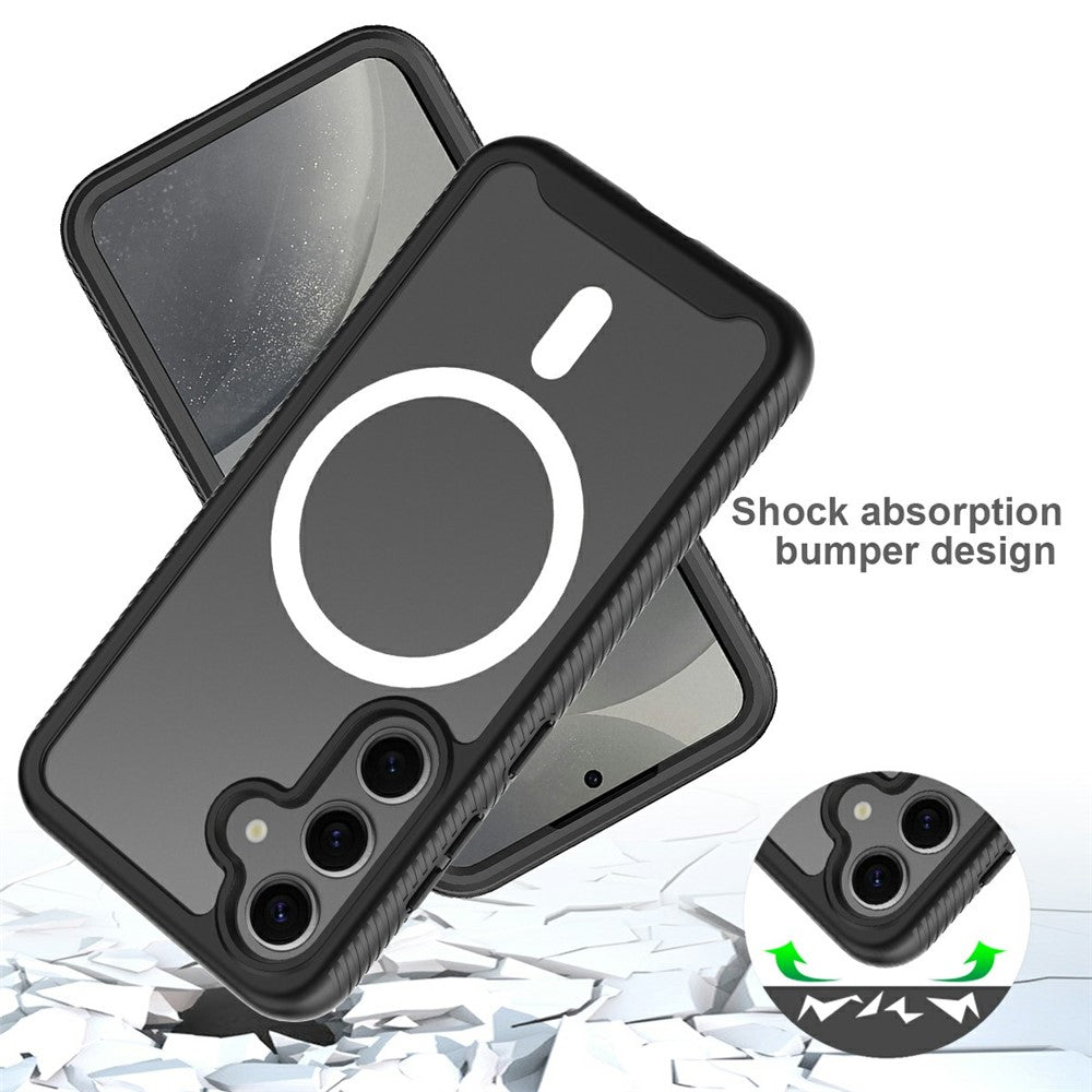 For Samsung Galaxy S24+ Magnetic Case PC+TPU Phone Cover with PET Screen Film All-Around Protection