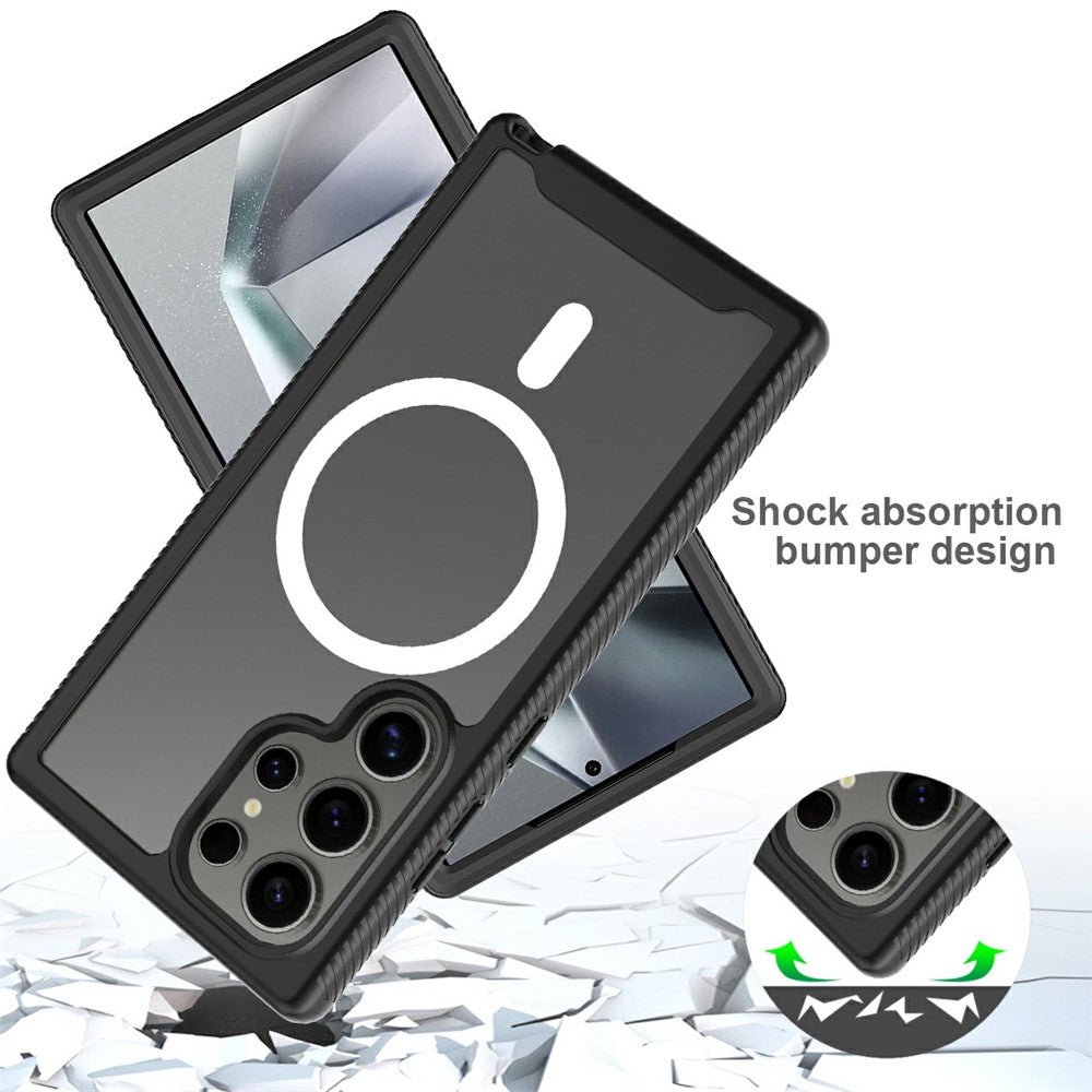 For Samsung Galaxy S24 Ultra Magnetic Case PC+TPU Phone Cover with PET Screen Film All-Around Protection