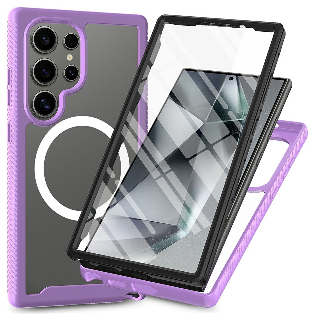 For Samsung Galaxy S25 Ultra Magnetic Case PC+TPU Phone Cover with PET Screen Film All-Around Protection