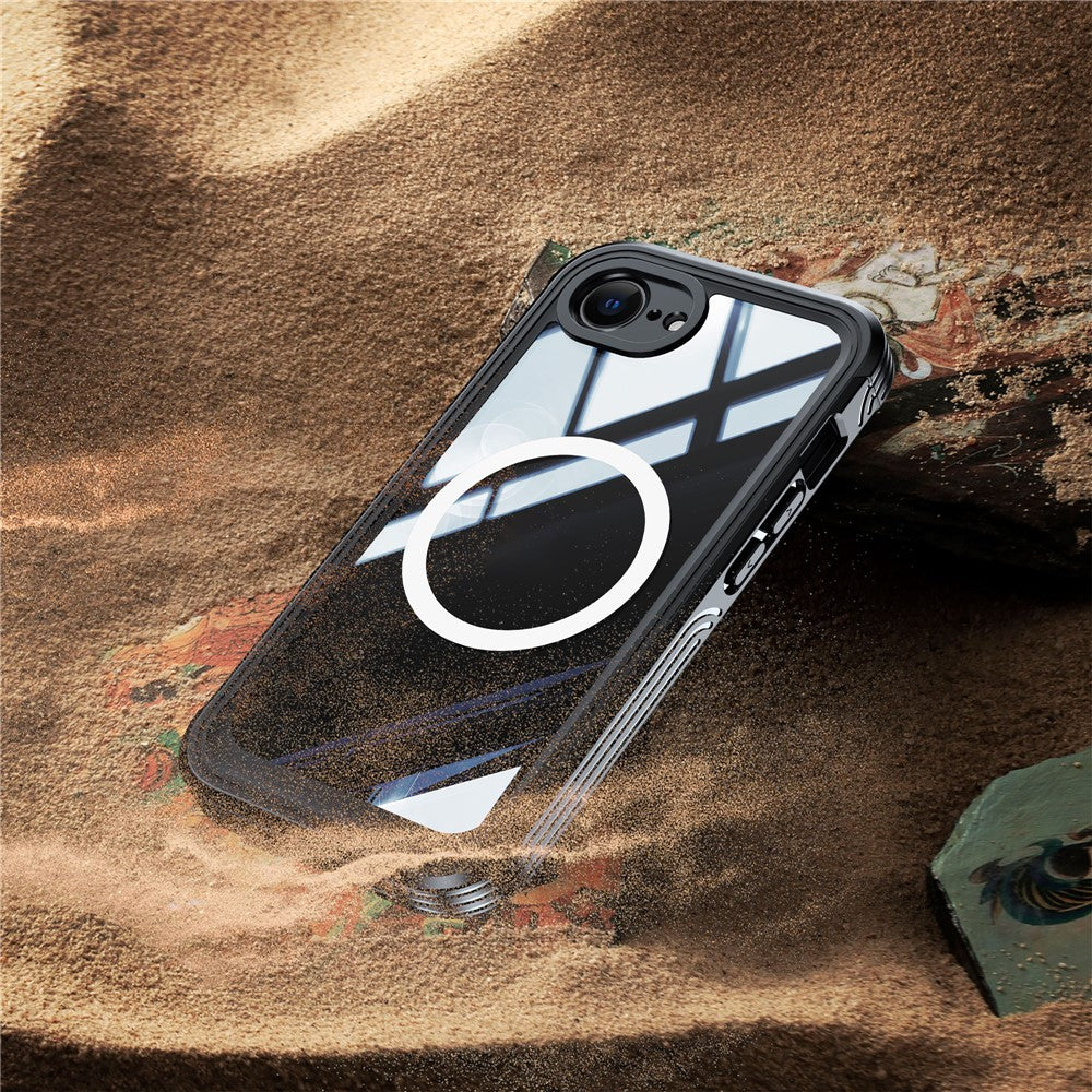 For iPhone 16e Compatible with MagSafe Case PC+TPU Phone Cover with Tempered Glass Screen Film