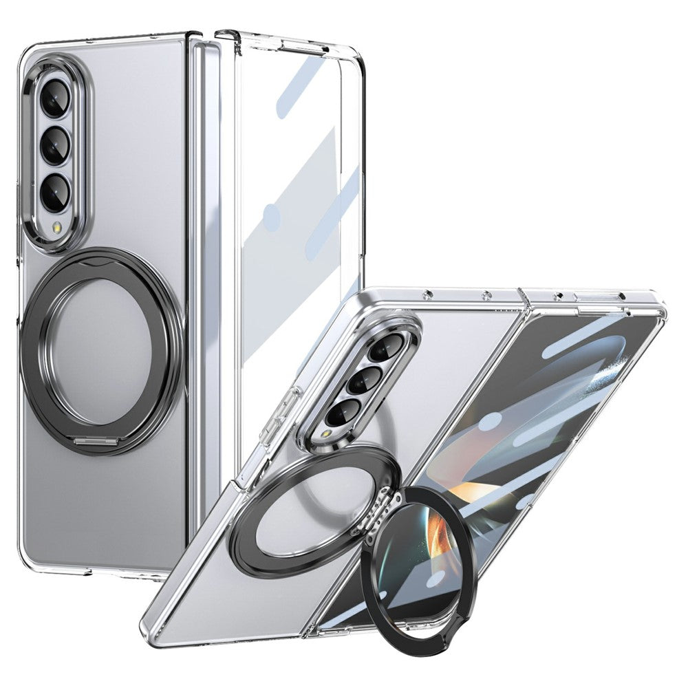 For Samsung Galaxy Z Fold3 5G Case Magnetic Kickstand Clear PC Phone Cover with HD Screen Film
