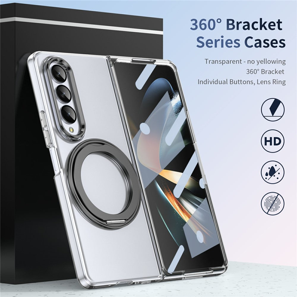 For Samsung Galaxy Z Fold3 5G Case Magnetic Kickstand Clear PC Phone Cover with HD Screen Film