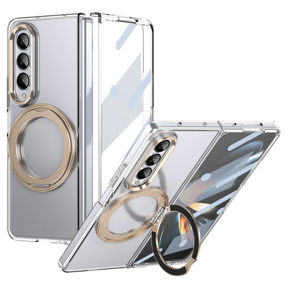 For Samsung Galaxy Z Fold3 5G Case Magnetic Kickstand Clear PC Phone Cover with HD Screen Film