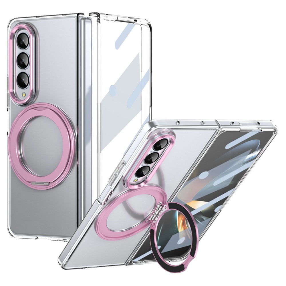 For Samsung Galaxy Z Fold3 5G Case Magnetic Kickstand Clear PC Phone Cover with HD Screen Film