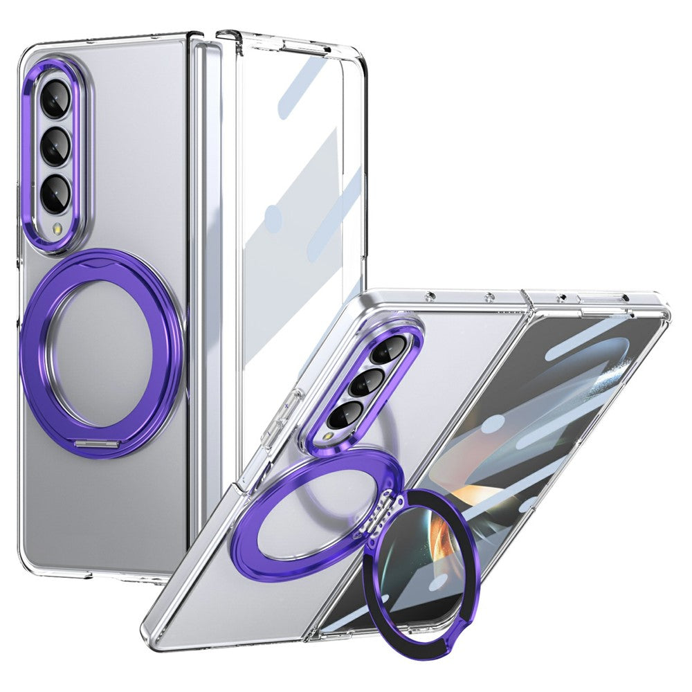 For Samsung Galaxy Z Fold3 5G Case Magnetic Kickstand Clear PC Phone Cover with HD Screen Film