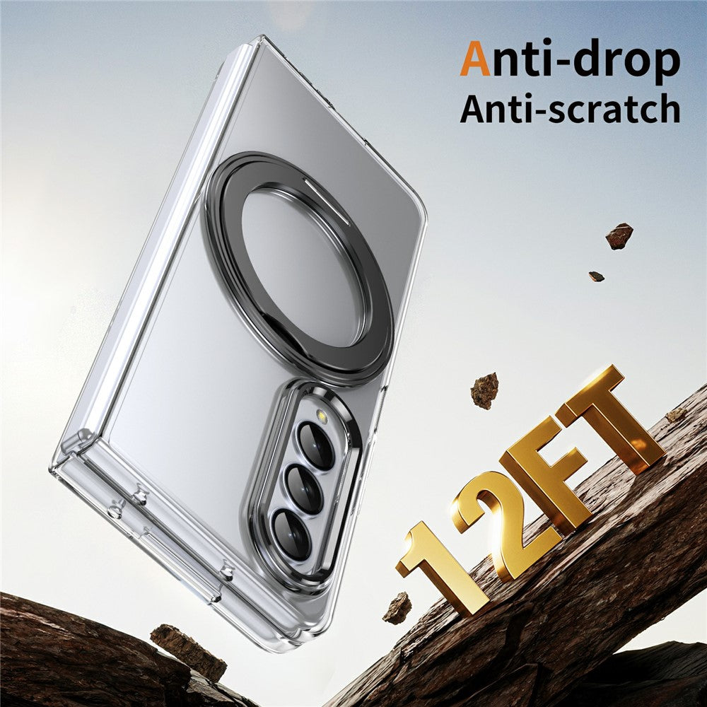 For Samsung Galaxy Z Fold4 5G Case Magnetic Kickstand Clear PC Phone Cover with HD Screen Film