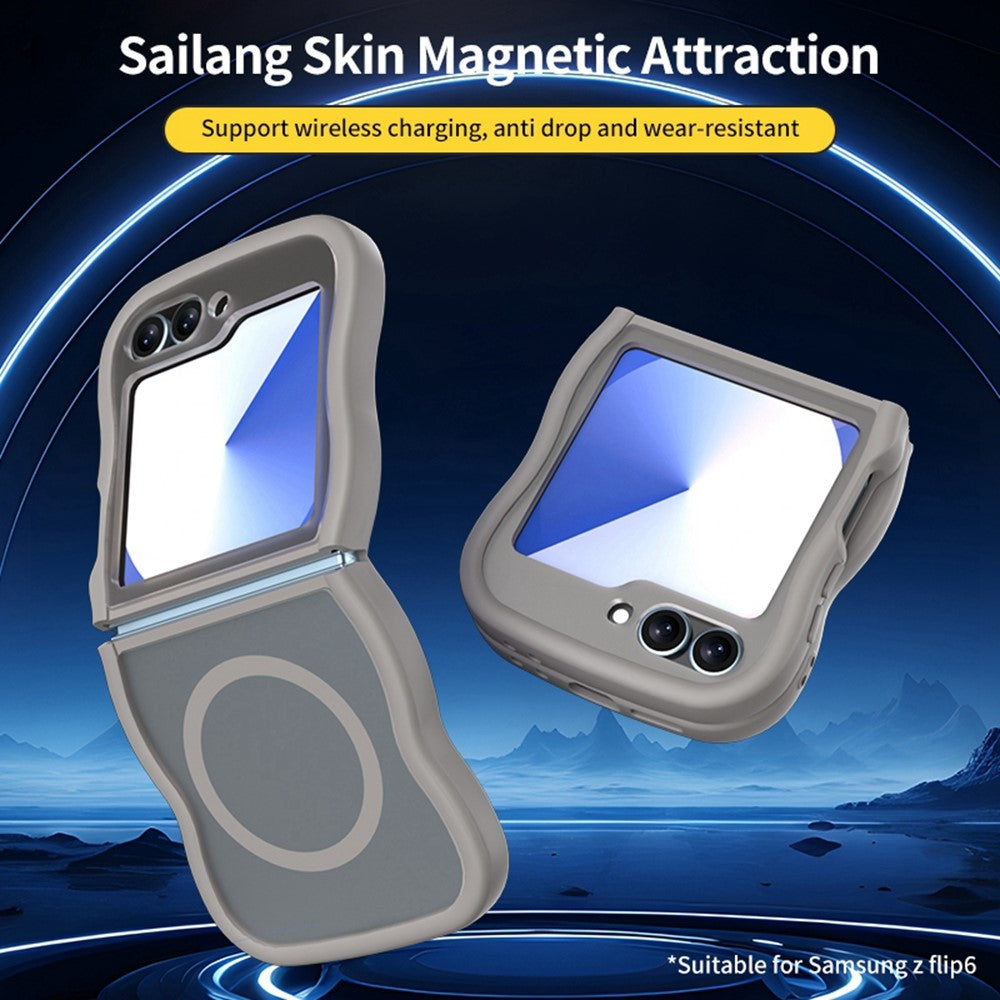 Phone Case for Samsung Galaxy Z Flip7 FE 5G / Z Flip6 5G / Flip5 5G Compatible with MagSafe TPU + PC Back Cover Skin Touch Wave Shape