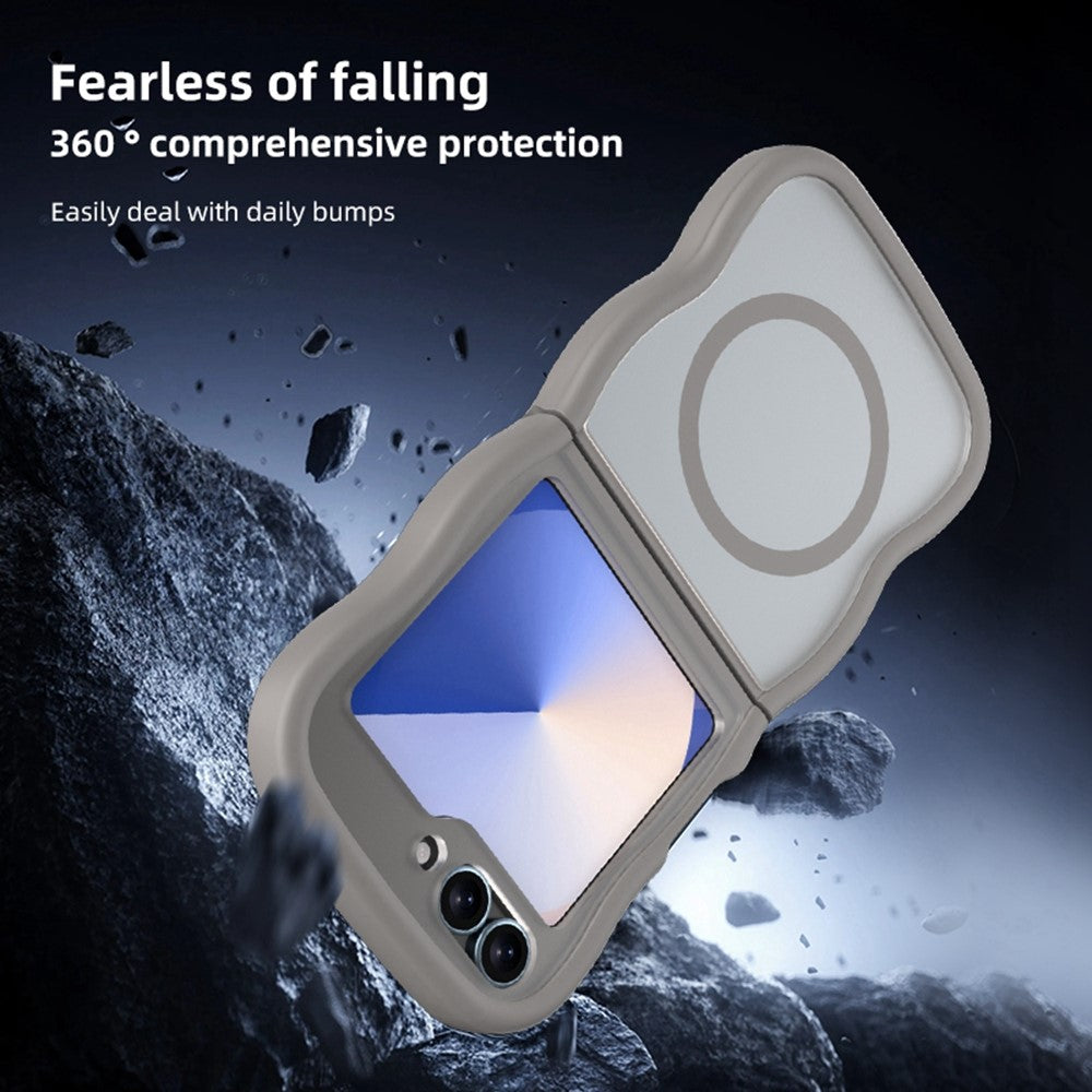 Phone Case for Samsung Galaxy Z Flip7 FE 5G / Z Flip6 5G / Flip5 5G Compatible with MagSafe TPU + PC Back Cover Skin Touch Wave Shape