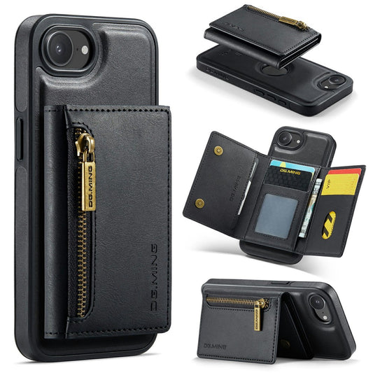 DG.MING M5 Series For iPhone 16e Case Detachable Magnetic Leather Phone Cover with Card Slots