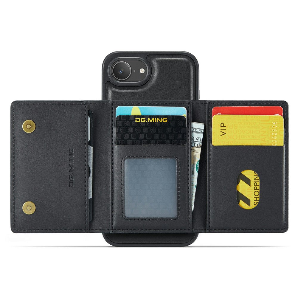DG.MING M5 Series For iPhone 16e Case Detachable Magnetic Leather Phone Cover with Card Slots