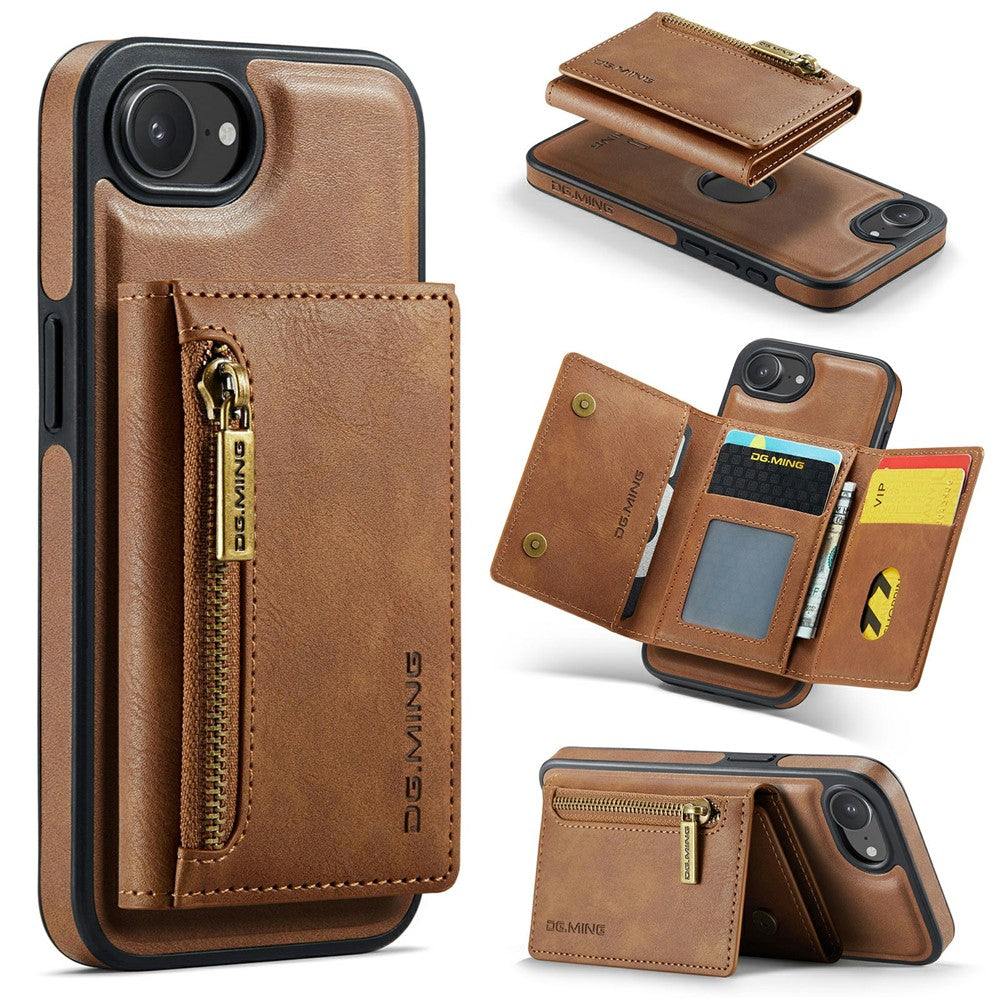 DG.MING M5 Series For iPhone 16e Case Detachable Magnetic Leather Phone Cover with Card Slots