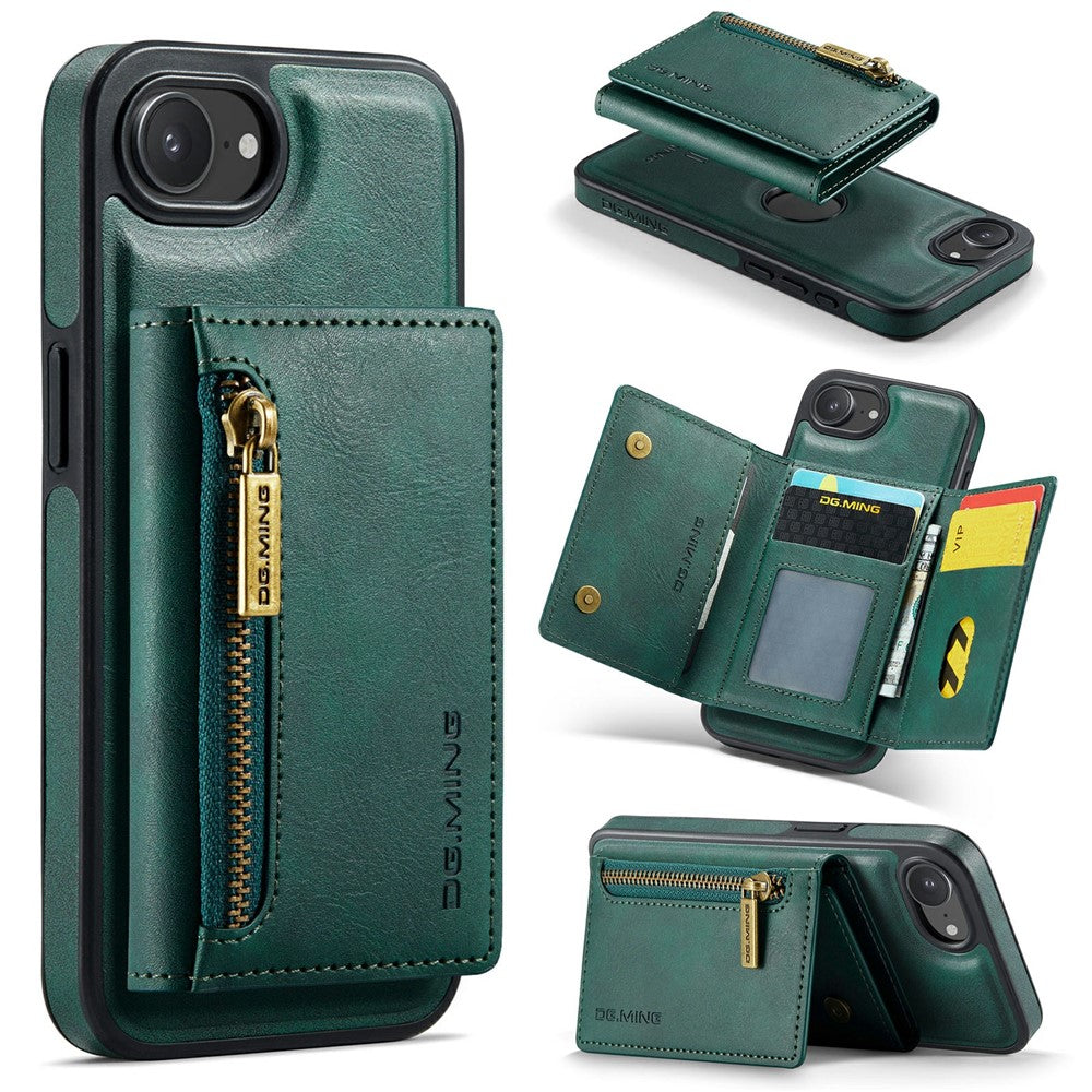DG.MING M5 Series For iPhone 16e Case Detachable Magnetic Leather Phone Cover with Card Slots