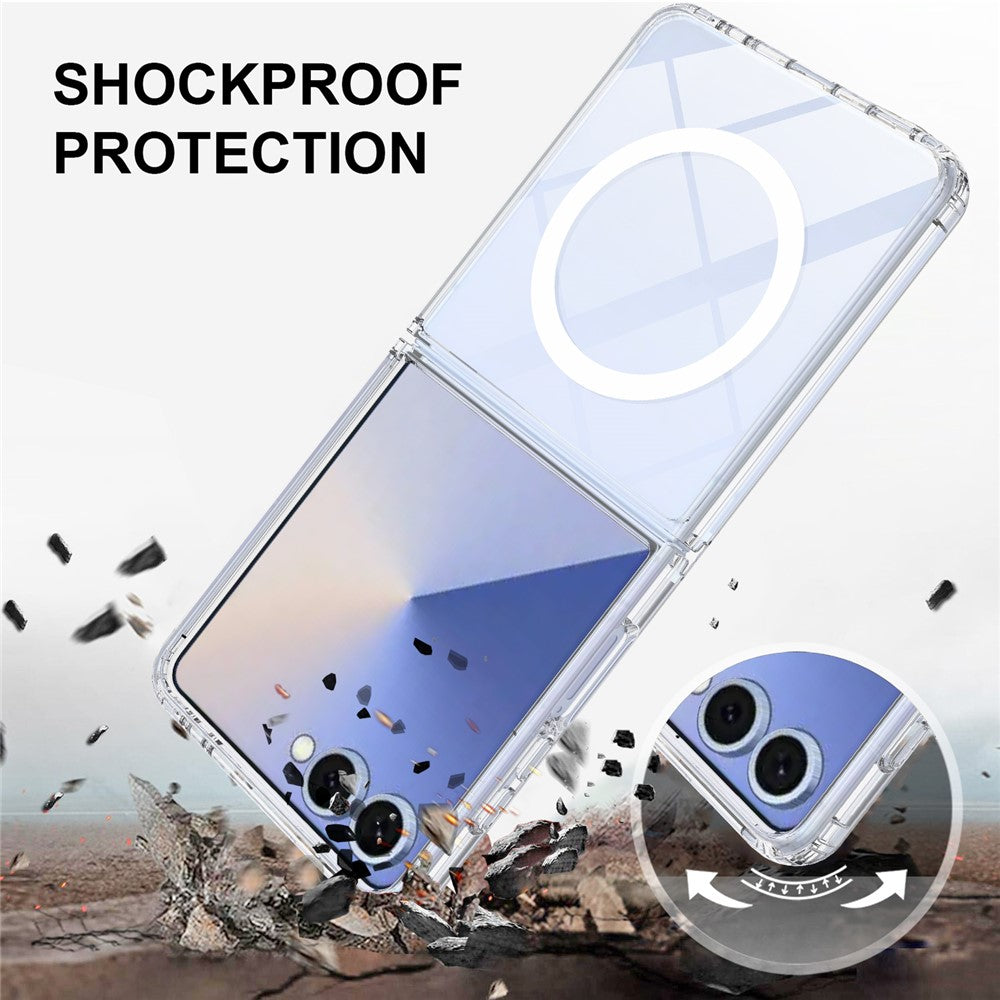 Samsung Galaxy Z Flip7 5G Clear Phone Case Compatible with MagSafe TPU+Acrylic Back Cover