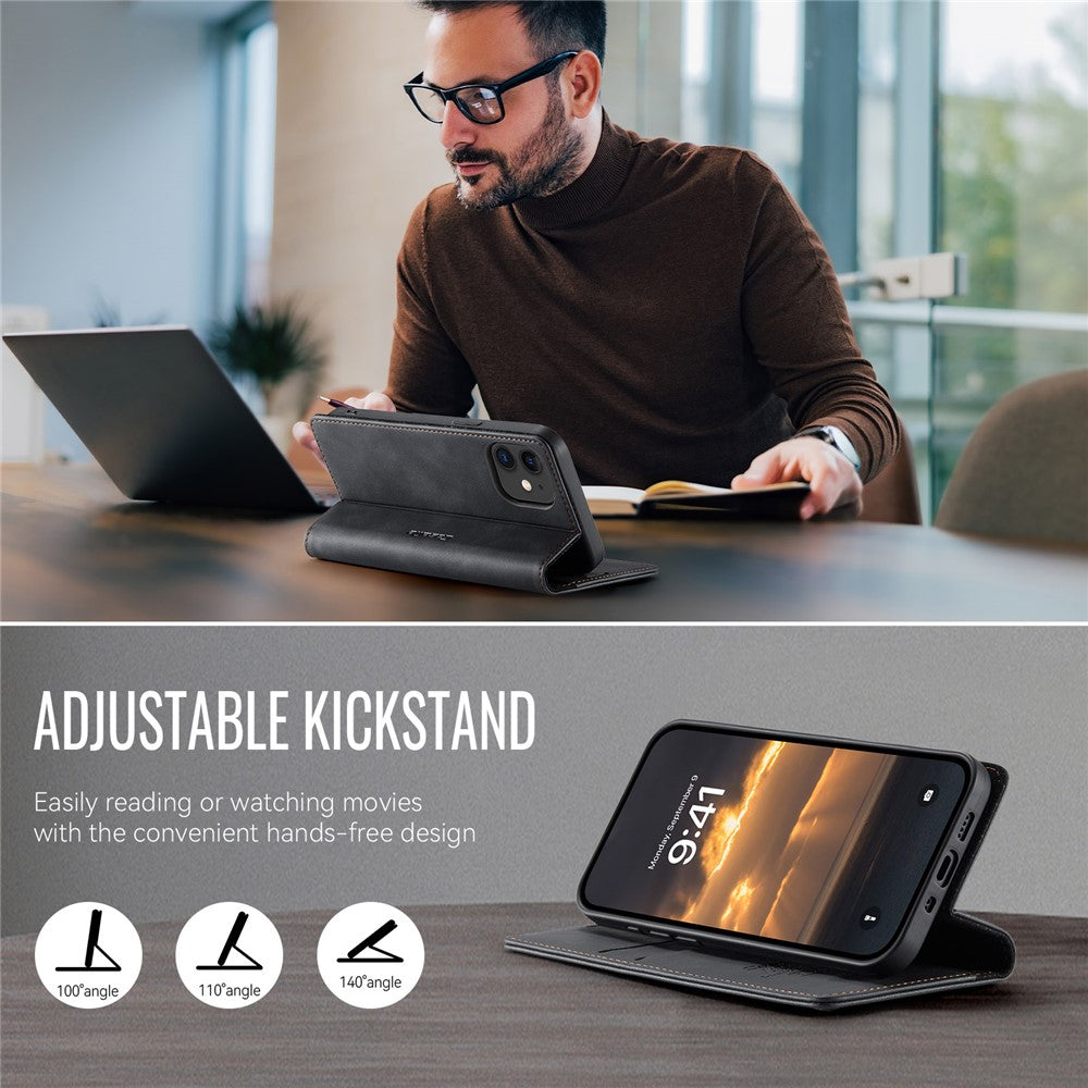 For iPhone 12 mini 5.4 inch Case CASEME 033 Series RFID Blocking Wallet Stand Calf Texture Leather Phone Cover